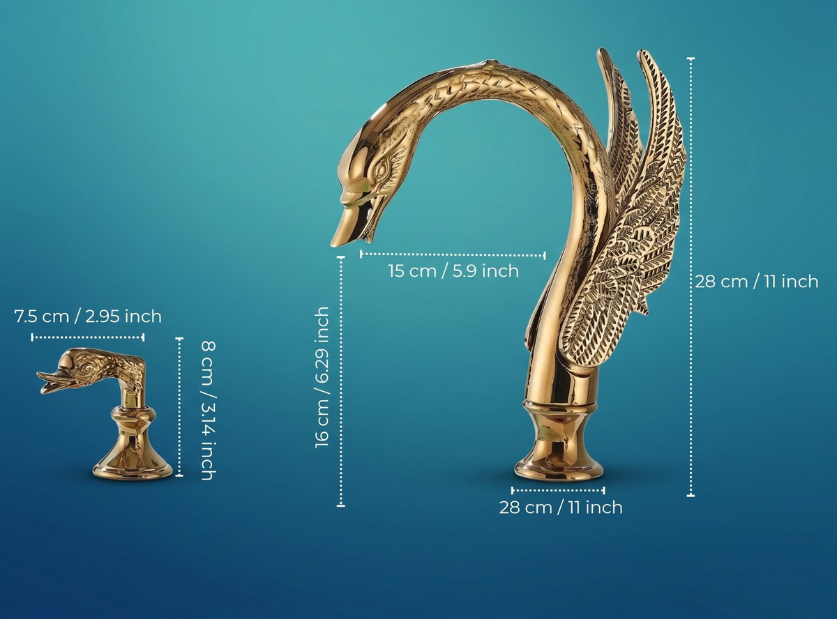 Robinet de lavabo cygne doré à 3 trous en laiton – vue 6