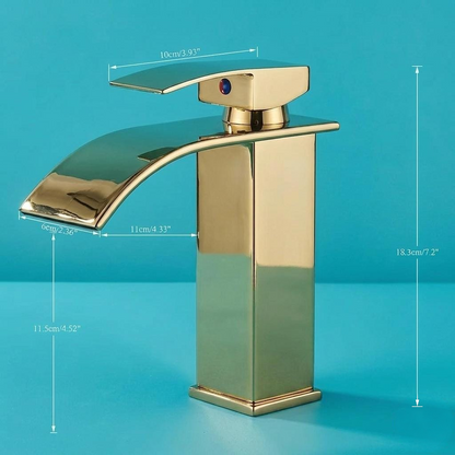 Robinet cascade de lavabo en laiton doré – vue 5