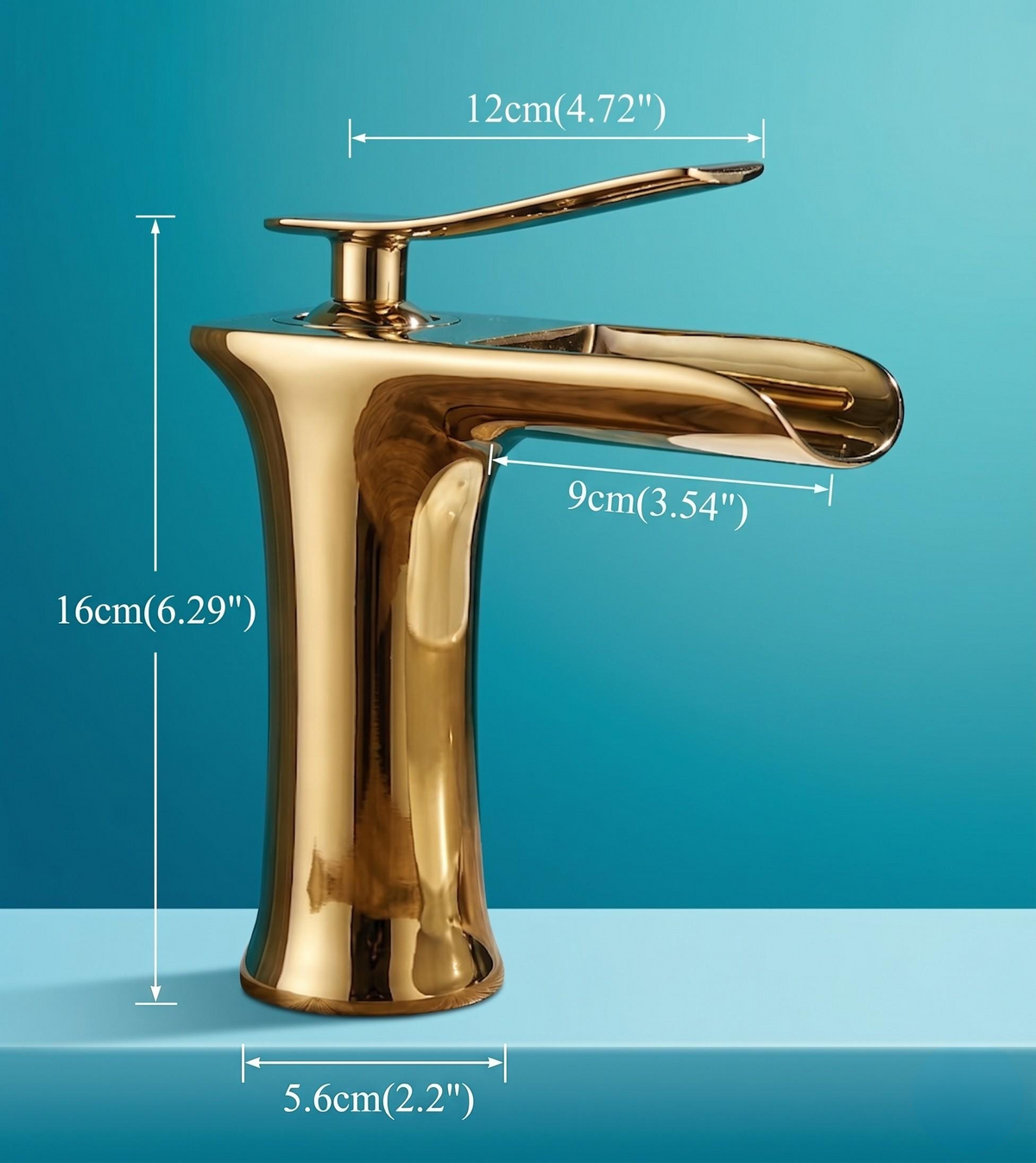 Robinet cascade de lavabo en laiton doré – vue 5