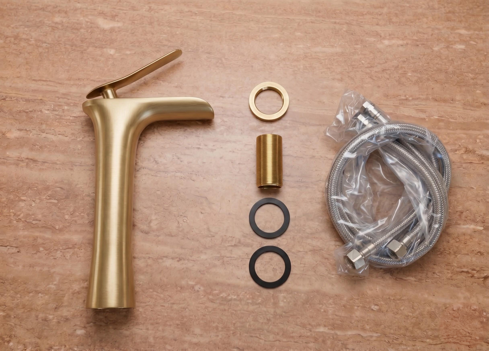 Robinet cascade haut de vasque en bronze antique – vue 4