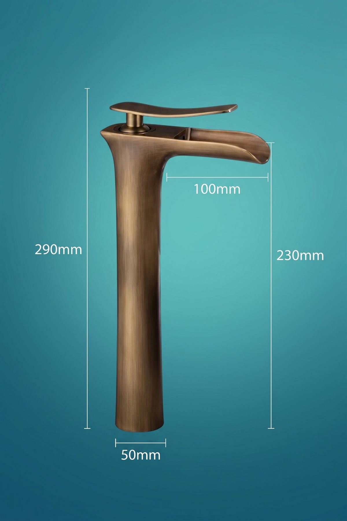 Robinet cascade haut de vasque en bronze antique – vue 5