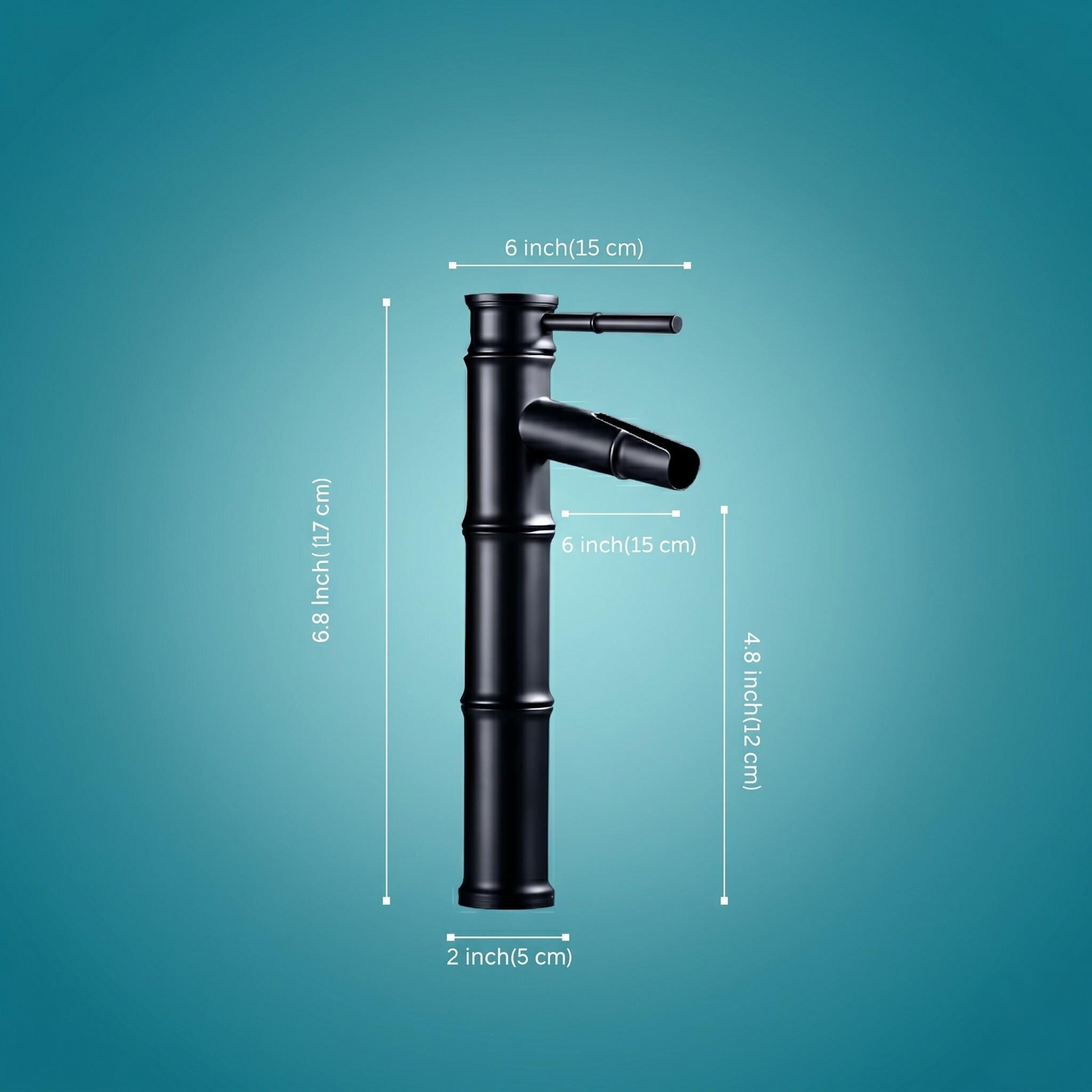 Robinet cascade haut de vasque style bambou en bronze noir – vue 5