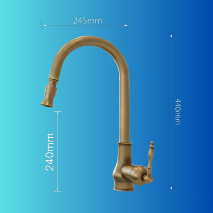 Robinet de cuisine en laiton antique avec douchette extractible – vue 5