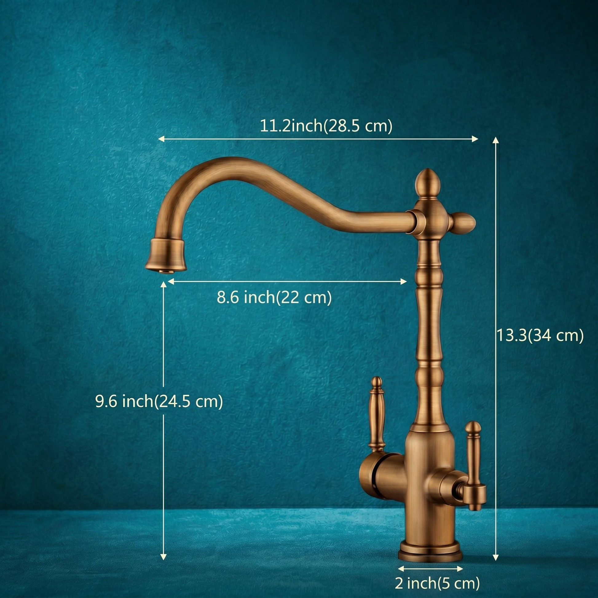Robinet de cuisine en laiton antique avec eau filtrée – vue 6