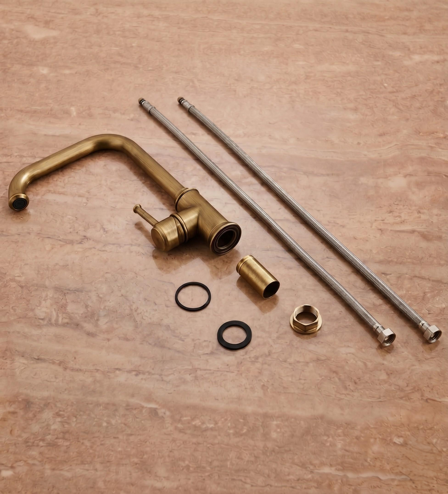 Robinet de cuisine rétro en bronze antique à bec orientable – vue 4
