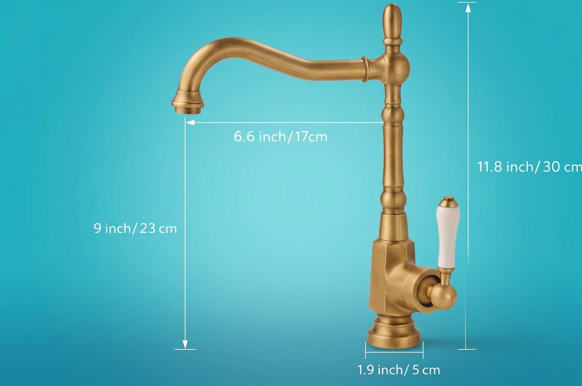 Robinet de lavabo rétro français en laiton antique – vue 5