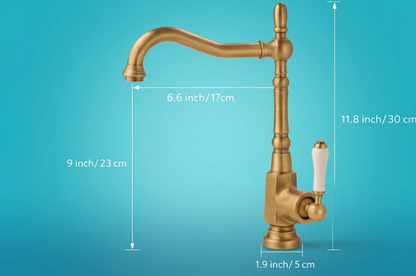 Robinet de lavabo rétro français en laiton antique – vue 5