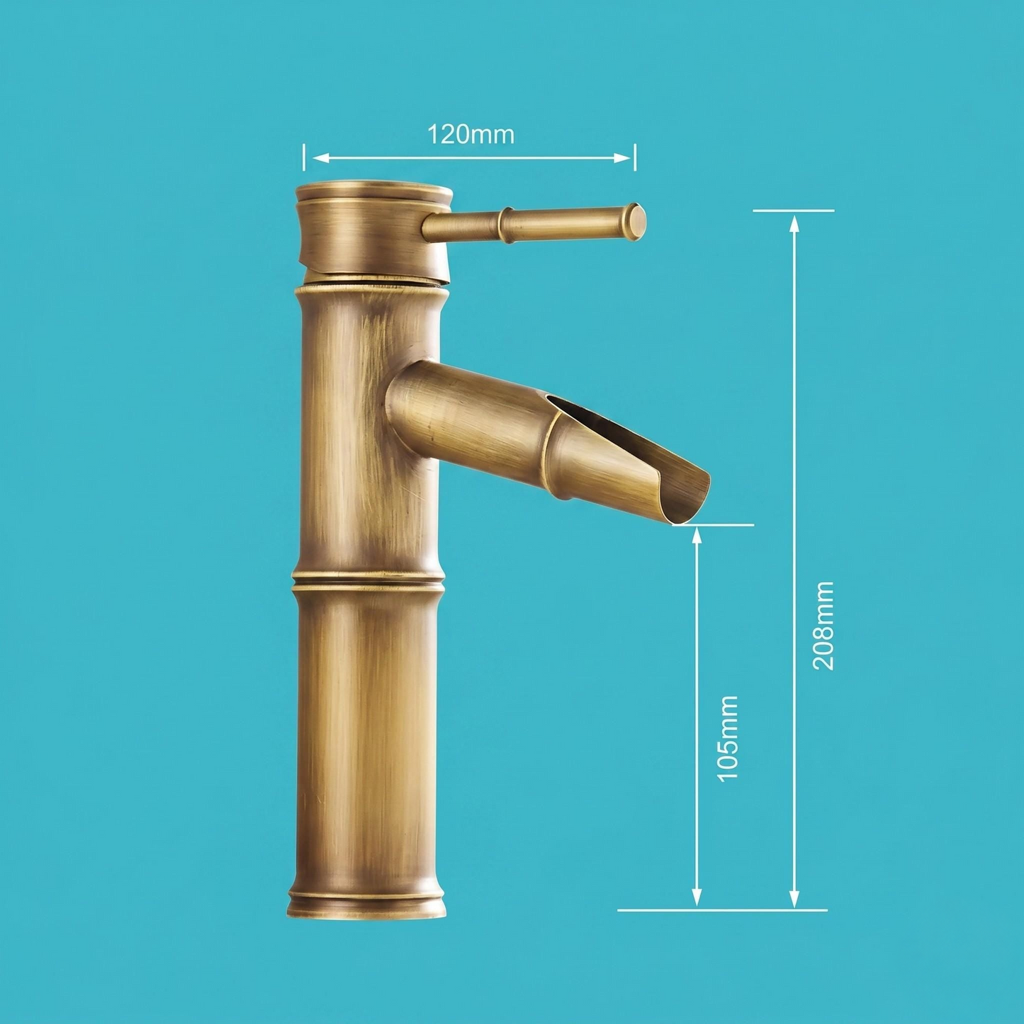 Robinet haut de vasque bambou en laiton antique – vue 6