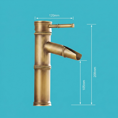 Robinet haut de vasque bambou en laiton antique – vue 6