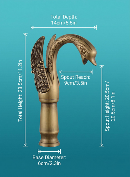 Robinet haut de vasque cygne en laiton antique – vue 5
