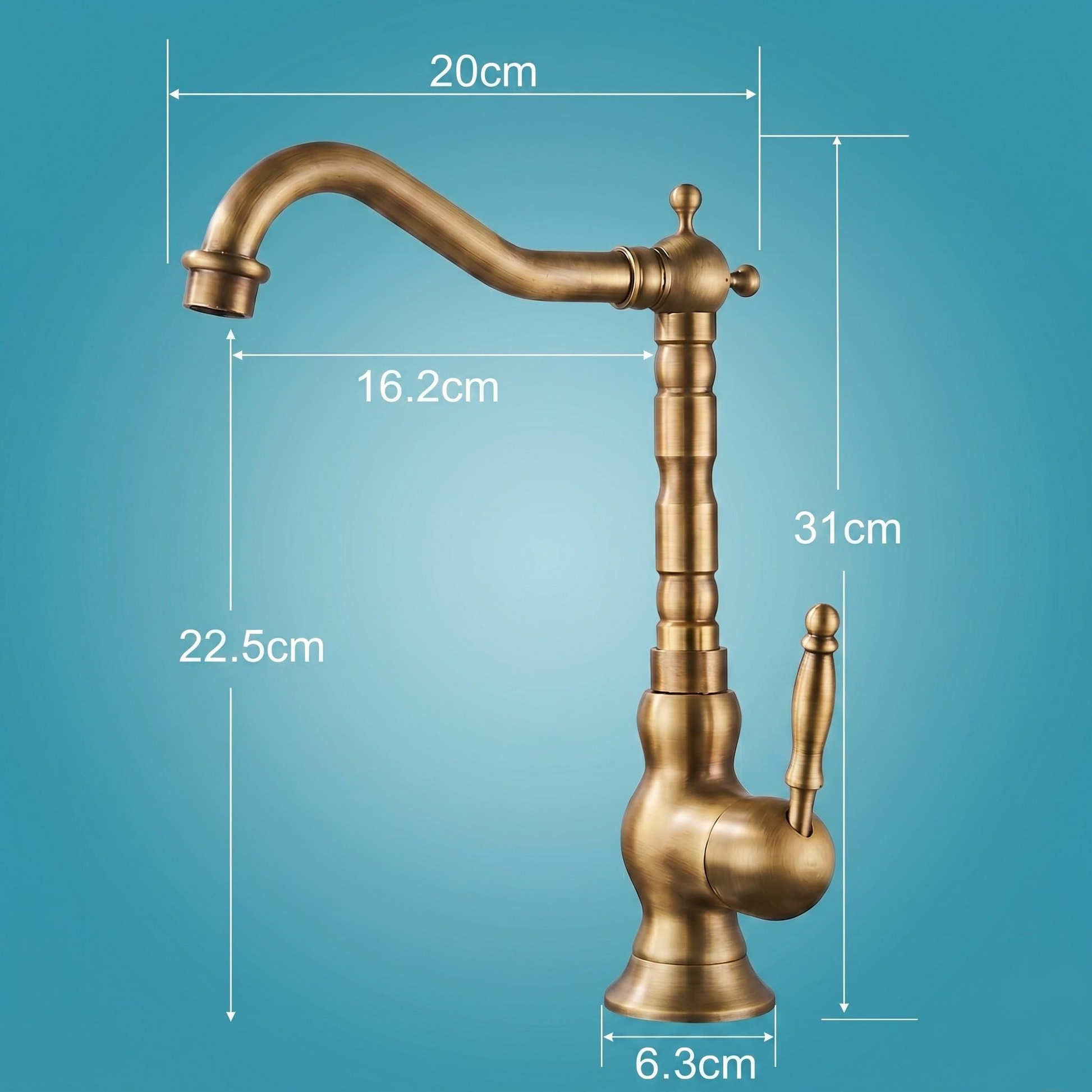 Robinet haut de vasque rustique en laiton antique – vue 5