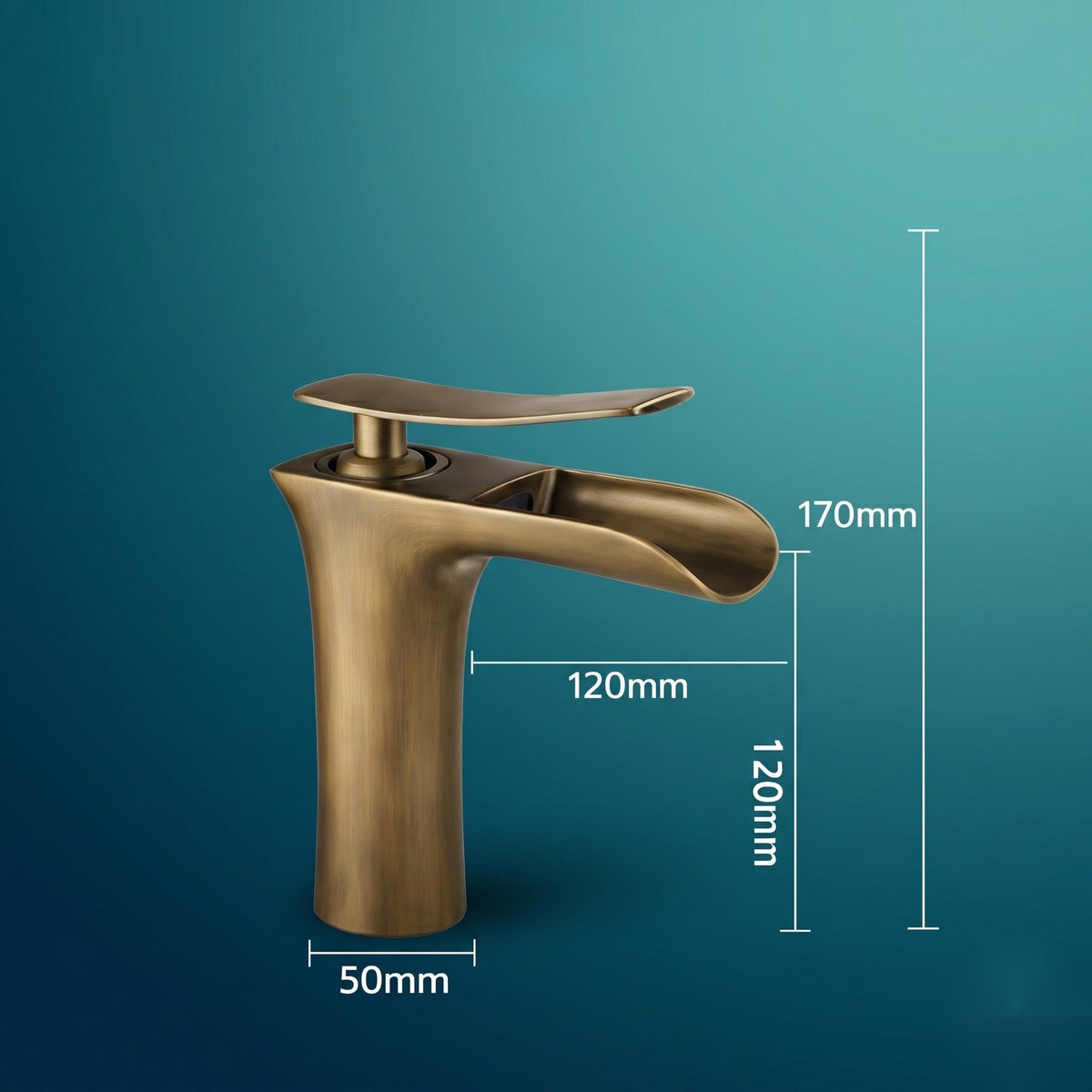 Robinet cascade de lavabo en laiton antique – vue 6