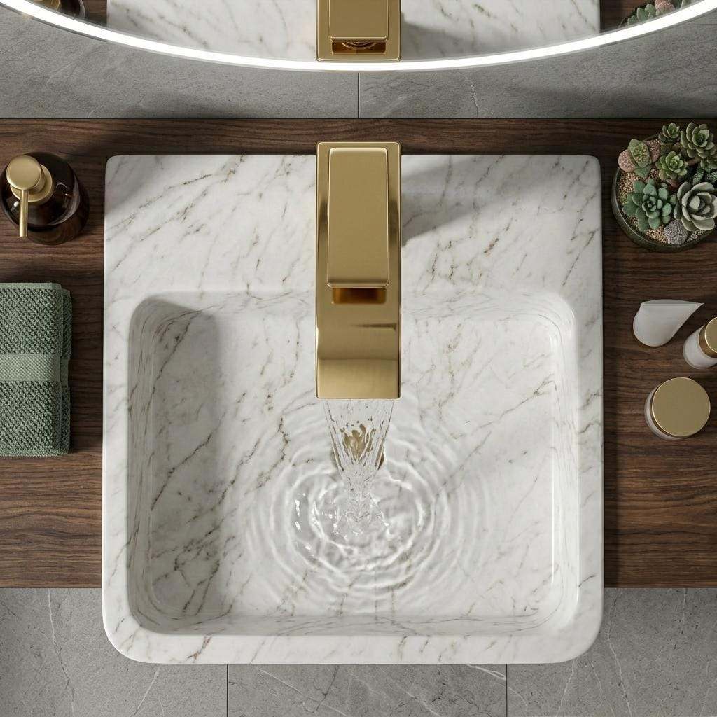 Robinet cascade de lavabo en laiton doré – vue 2