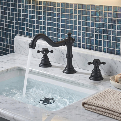 Robinet de lavabo 3 trous en bronze noir – vue 1