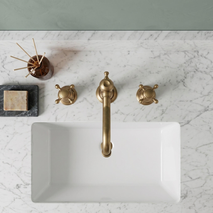 Robinet de lavabo 3 trous en laiton antique – vue 3
