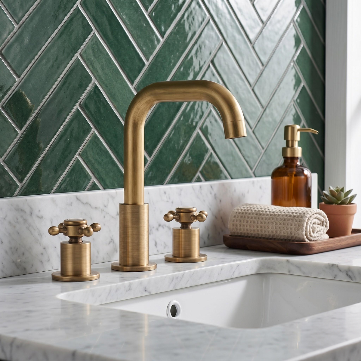 Robinet de lavabo 3 trous style maison de campagne – vue 1