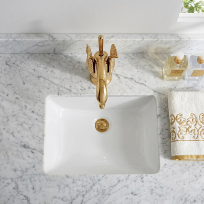 Robinet de lavabo cygne doré en laiton – vue 2