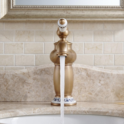 Robinet de lavabo floral avec poignées céramique – vue 2