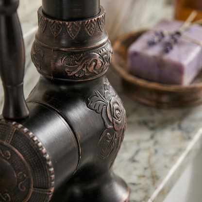 Robinet de lavabo gravé en bronze noir – vue 3