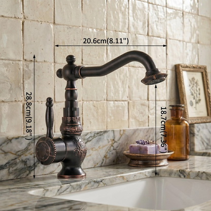 Robinet de lavabo gravé en bronze noir – vue 5