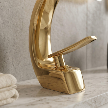 Robinet de lavabo moderne en laiton doré poli – vue 3