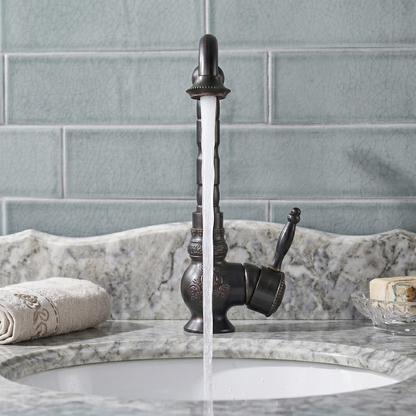 Robinet haut de vasque en bronze noir et laiton – vue 3