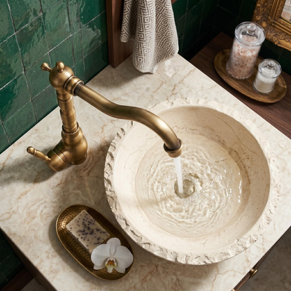 Robinet haut de vasque rustique en laiton antique – vue 3