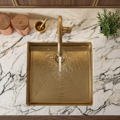 Robinet pont de cuisine rétro en laiton antique – vue 3