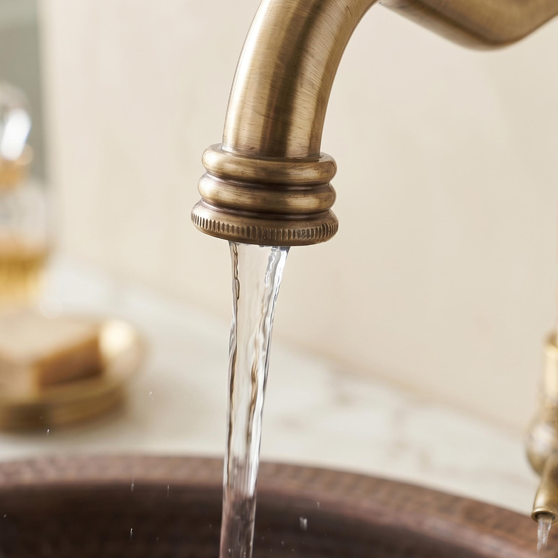 Robinet sculpté en laiton antique pour lavabo ou cuisine – vue 3